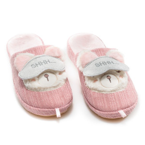 Розови домашни чехли, текстилна материя - равни обувки за целогодишно ползване N 100017450