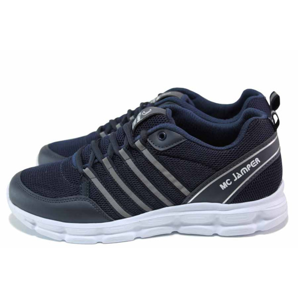 Сини мъжки спортни обувки, еко-кожа и текстилна материя - спортни обувки за пролетта и лятото N 100015325