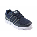 Сини мъжки спортни обувки, еко-кожа и текстилна материя - спортни обувки за пролетта и лятото N 100015325