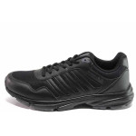 Черни мъжки спортни обувки, еко-кожа и текстилна материя - спортни обувки за пролетта и лятото N 100015329