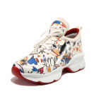 Бели спортни дамски обувки, здрава еко-кожа - спортни обувки за пролетта и лятото N 100015370