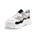 Бели спортни дамски обувки, еко-кожа и текстилна материя - спортни обувки за пролетта и лятото N 100015369