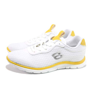 Бели спортни дамски обувки, текстилна материя - спортни обувки за пролетта и лятото N 100015376