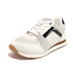 Бели дамски маратонки, здрава еко-кожа - спортни обувки за пролетта и лятото N 100015440
