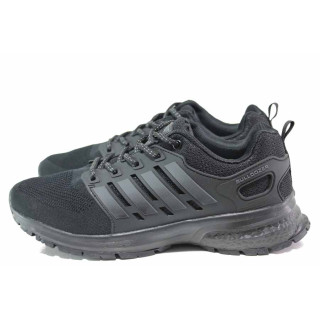 Черни мъжки маратонки, текстилна материя - спортни обувки за пролетта и лятото N 100015445