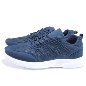 Тъмносини тинейджърски маратонки, текстилна материя - спортни обувки за пролетта и лятото N 100015434