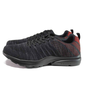 Черни мъжки маратонки, текстилна материя - спортни обувки за пролетта и лятото N 100015563