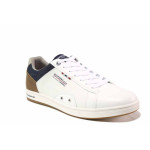 Бели мъжки спортни обувки, здрава еко-кожа - спортни обувки за пролетта и лятото N 100015560