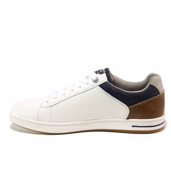 Бели мъжки спортни обувки, здрава еко-кожа - спортни обувки за пролетта и лятото N 100015560