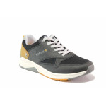 Черни мъжки маратонки, еко-кожа и текстилна материя - спортни обувки за пролетта и лятото N 100015567