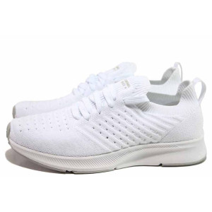 Бели тинейджърски маратонки, текстилна материя - спортни обувки за пролетта и лятото N 100015583