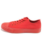 Червени мъжки обувки, текстилна материя - спортни кецове за пролетта и лятото N 100015925