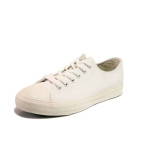 Бели мъжки обувки, здрава еко-кожа - спортни кецове за пролетта и лятото N 100015920
