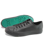 Черни мъжки обувки, здрава еко-кожа - спортни кецове за пролетта и лятото N 100015921