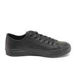 Черни мъжки обувки, здрава еко-кожа - спортни кецове за пролетта и лятото N 100015921