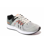 Сиви мъжки маратонки, текстилна материя - спортни обувки за пролетта и лятото N 100016718