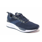 Сини мъжки маратонки, текстилна материя - спортни обувки за пролетта и лятото N 100016719