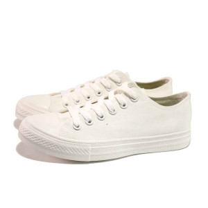 Бели дамски кецове, текстилна материя - спортни кецове за пролетта и лятото N 100015930