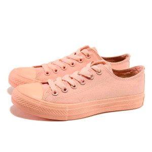 Розови дамски кецове, текстилна материя - спортни кецове за пролетта и лятото N 100015929