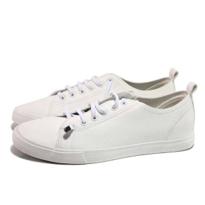 Бели мъжки обувки, здрава еко-кожа - спортни кецове за пролетта и лятото N 100015918