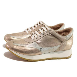 Розови спортни дамски обувки, естествена кожа - спортни обувки за пролетта и лятото N 100016132