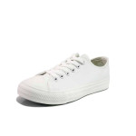 Бели дамски кецове, здрава еко-кожа - спортни обувки за пролетта и лятото N 100016133