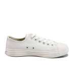 Бели дамски кецове, здрава еко-кожа - спортни обувки за пролетта и лятото N 100016133