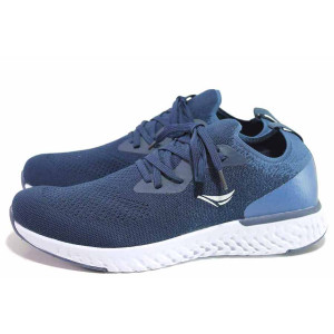 Сини анатомични мъжки маратонки, текстилна материя - спортни обувки за пролетта и лятото N 100016717