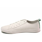 Бели спортни дамски обувки, здрава еко-кожа - спортни кецове за пролетта и лятото N 100016733