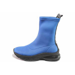 Сини дамски боти, текстилна материя - спортни обувки за есента и зимата N 100016980