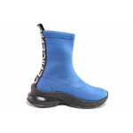 Сини дамски боти, текстилна материя - спортни обувки за есента и зимата N 100016980