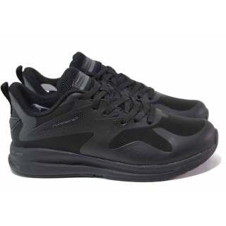 Черни дамски маратонки, здрава еко-кожа - спортни обувки за есента и зимата N 100016995