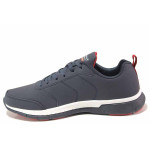 Сини мъжки маратонки, здрава еко-кожа - спортни обувки за есента и зимата N 100016997