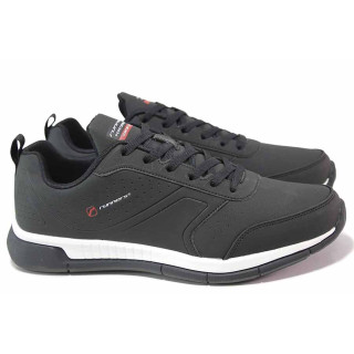 Черни мъжки маратонки, здрава еко-кожа - спортни обувки за есента и зимата N 100016998