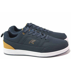 Сини мъжки маратонки, здрава еко-кожа - спортни обувки за есента и зимата N 100016999