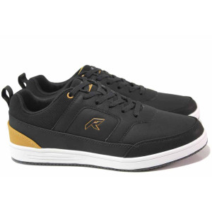 Черни мъжки маратонки, здрава еко-кожа - спортни обувки за есента и зимата N 100017000