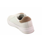 Бели дамски маратонки, здрава еко-кожа - спортни обувки за есента и зимата N 100017009