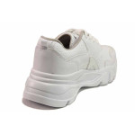 Бели дамски маратонки, здрава еко-кожа - спортни обувки за есента и зимата N 100017104