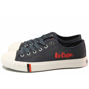 Сини тинейджърски маратонки, здрава еко-кожа - спортни кецове за есента и зимата N 100017072