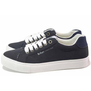 Сини тинейджърски маратонки, здрава еко-кожа - спортни кецове за есента и зимата N 100017076