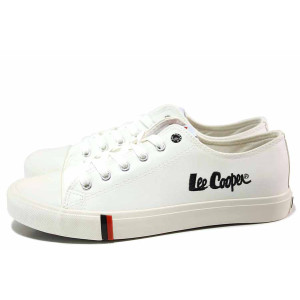 Бели тинейджърски маратонки, здрава еко-кожа - спортни кецове за есента и зимата N 100017075