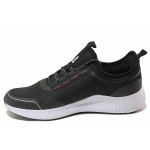 Черни мъжки маратонки, еко-кожа и текстилна материя - спортни обувки за есента и зимата N 100017079