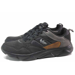 Черни мъжки маратонки, еко-кожа и текстилна материя - спортни кецове за есента и зимата N 100017085