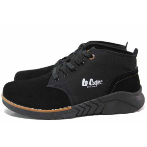 Черни мъжки боти, естествена кожа и текстилна материя - спортни кецове за есента и зимата N 100017094