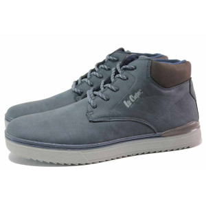 Сини мъжки боти, здрава еко-кожа - спортни кецове за есента и зимата N 100017098