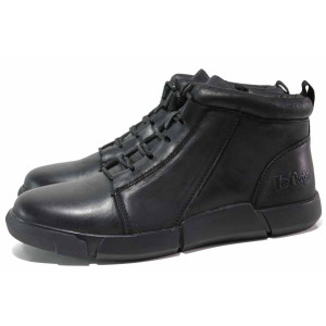 Черни мъжки боти, естествена кожа - спортни кецове за есента и зимата N 100017099