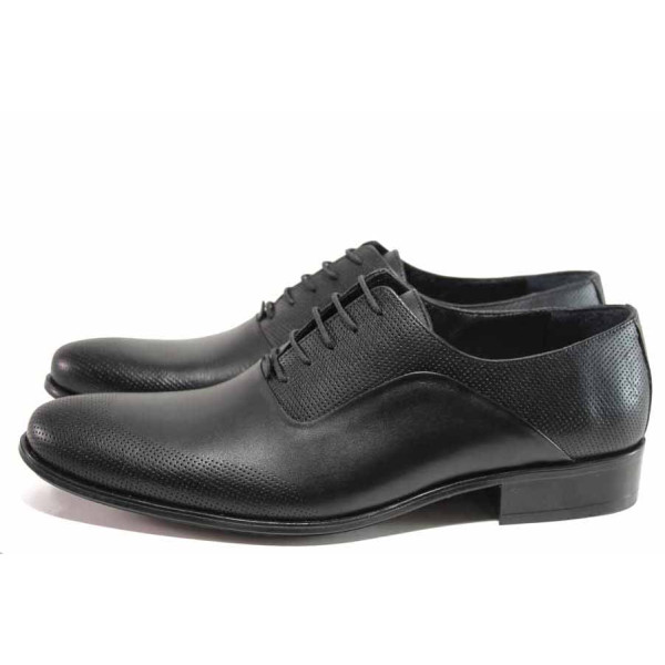 Черни официални мъжки обувки, естествена кожа - официални обувки за пролетта и лятото N 100015316
