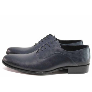 Тъмносини официални мъжки обувки, естествена кожа - официални обувки за пролетта и лятото N 100015315