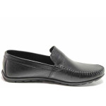 Черни мъжки мокасини, естествена кожа - ежедневни обувки за пролетта и лятото N 100015327
