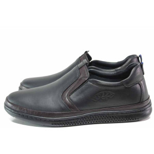 Черни анатомични мъжки обувки, естествена кожа - всекидневни обувки за есента и зимата N 100015466